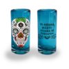 Tequilero Vidrio Soplado Calaca de Azucar modelo Diamantes Azul Aguamarina