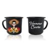 Taza Peltre Calaca de Azucar modelo Adelita Negro