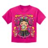 Playera Textil Esencia Mexicana modelo Muñeca Listones Niña Rosa Fiusha